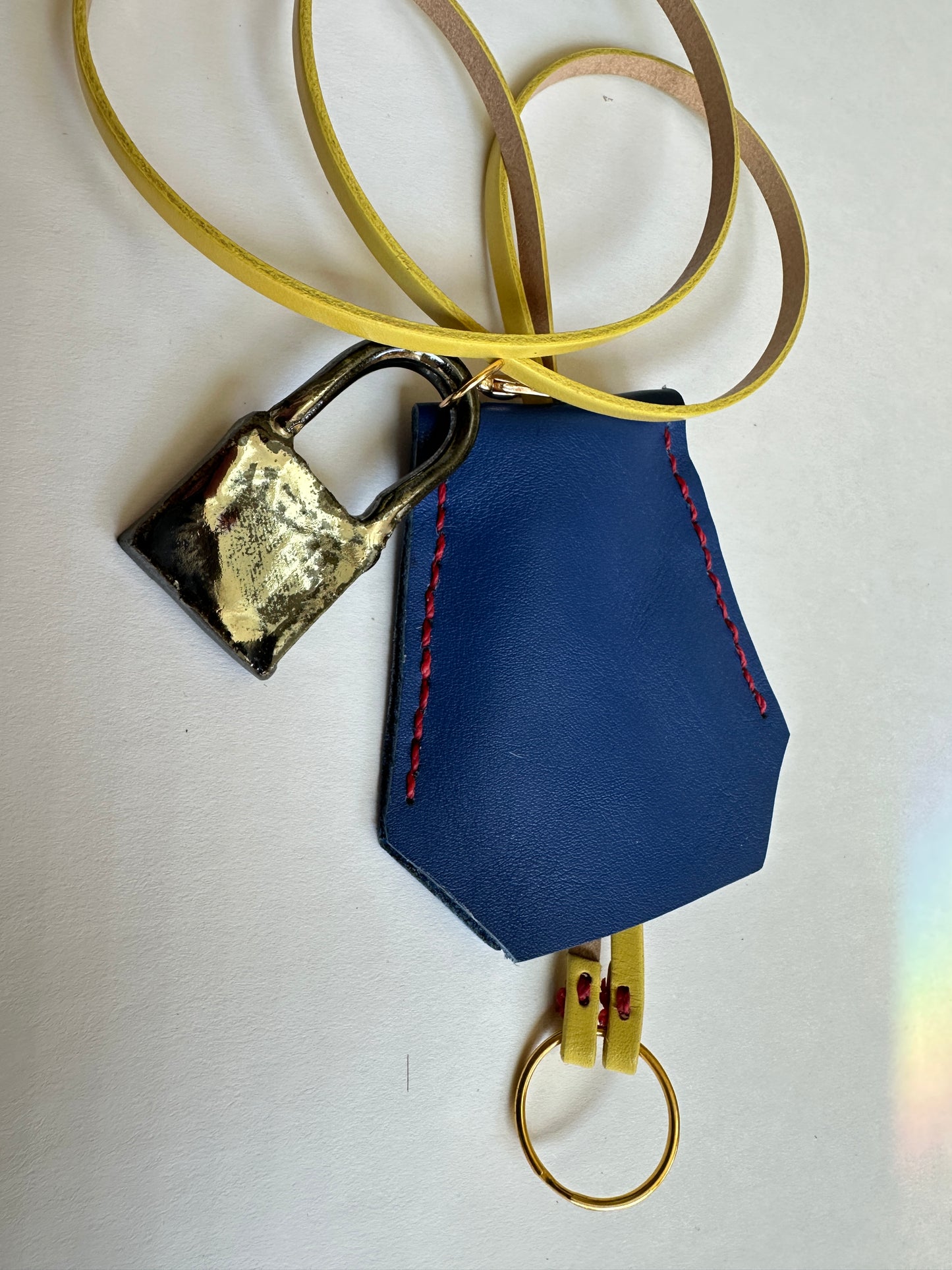 Leather Clochette with Ceramic Padlock