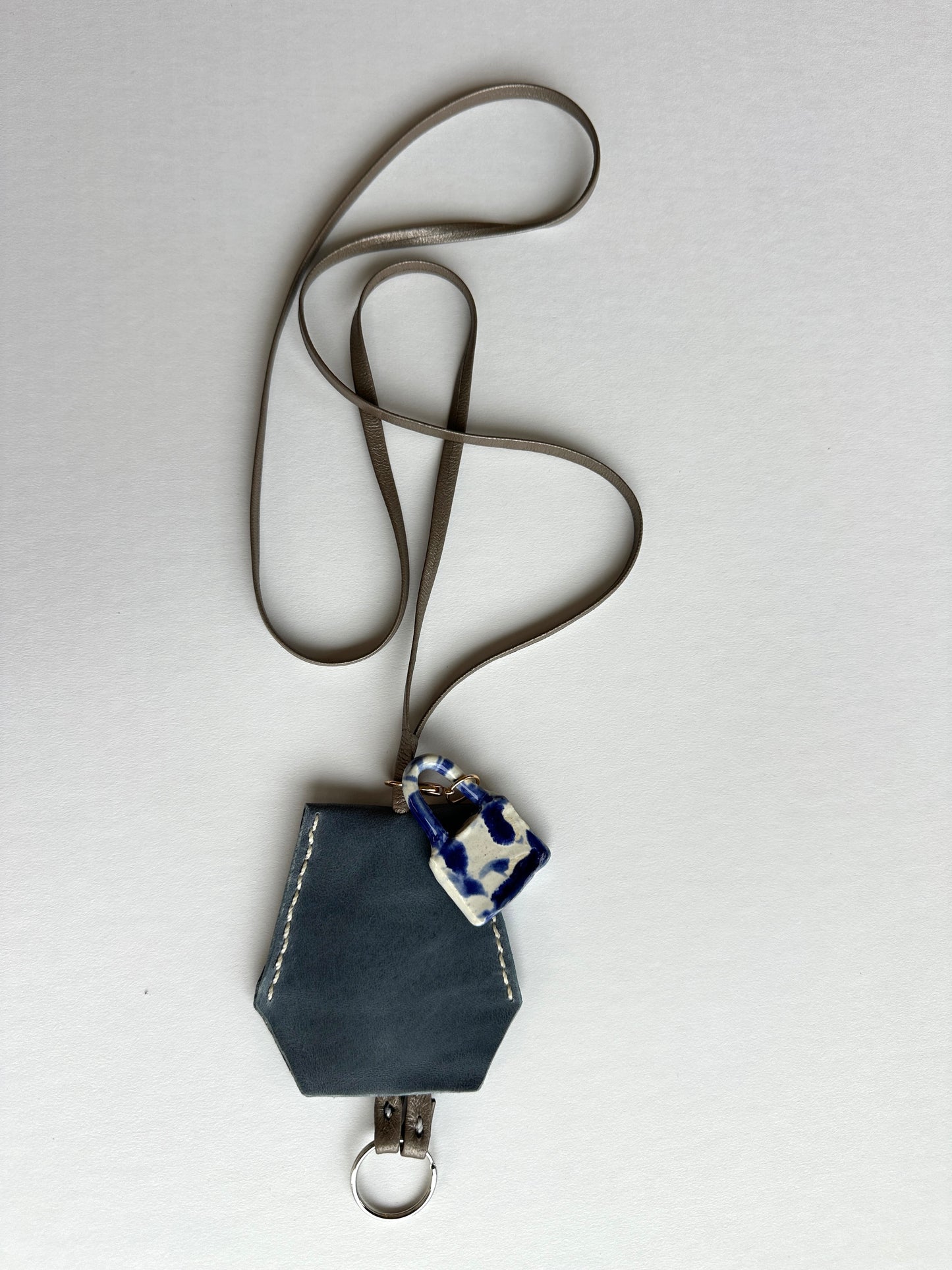Leather Clochette Necklace With Ceramic Padlock