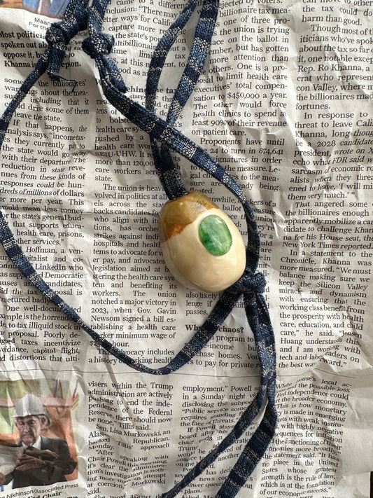 Ceramic Egg Pendant Necklace Katsuri