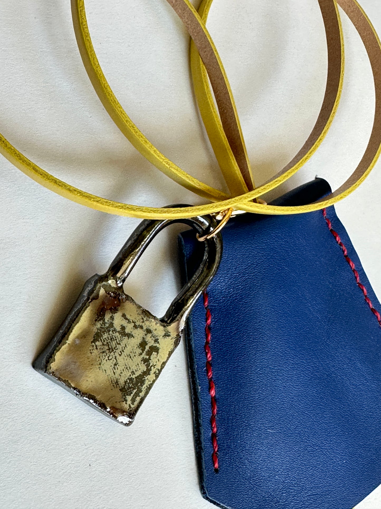 Leather Clochette with Ceramic Padlock