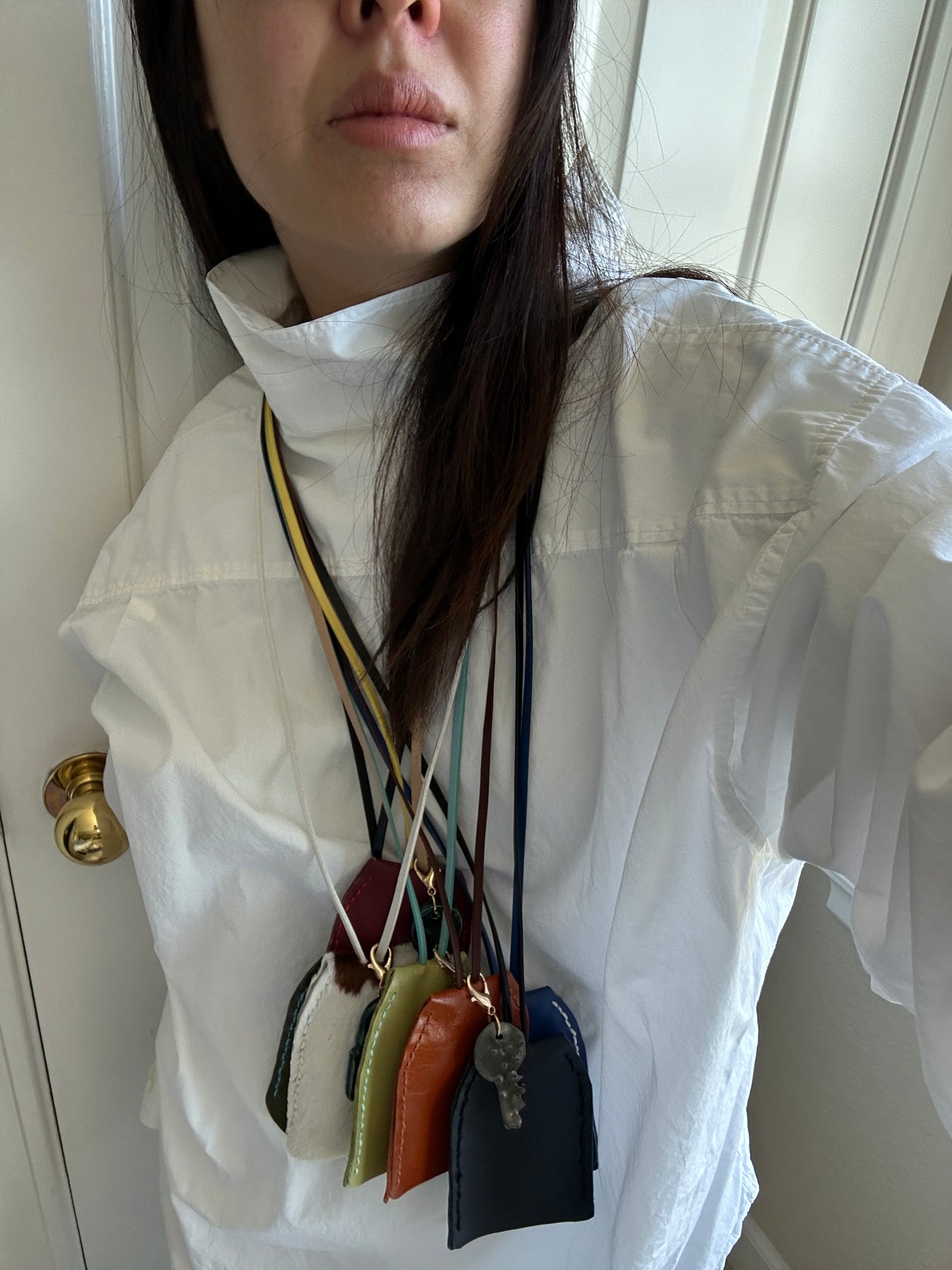 Large Leather Clochette with Ceramic Key