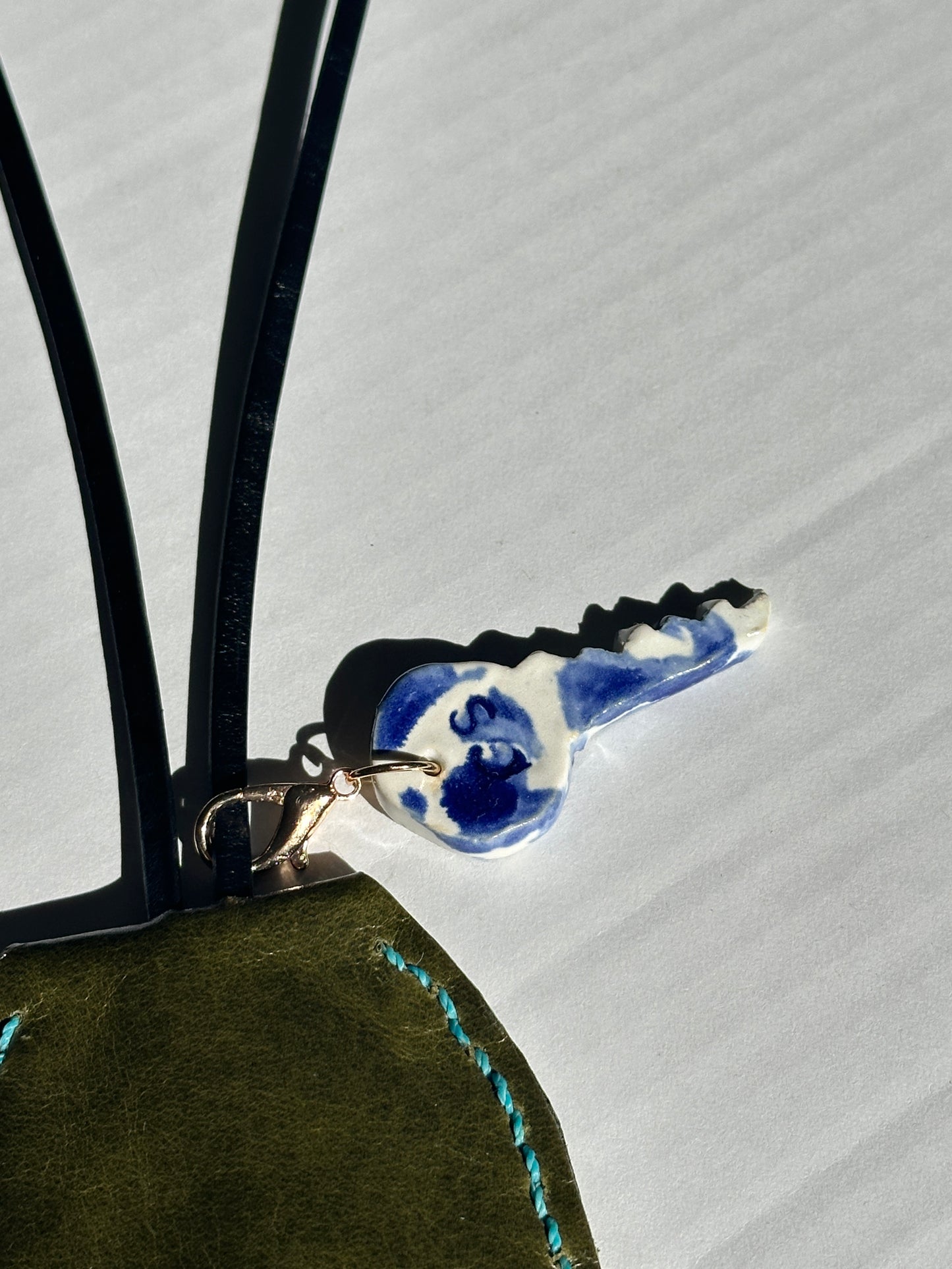 Large Leather Clochette with Ceramic Key