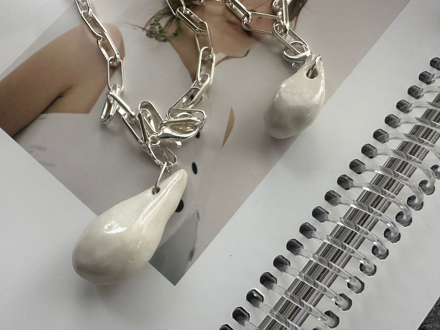 “Tears That Move No One” Ceramic pendant necklace