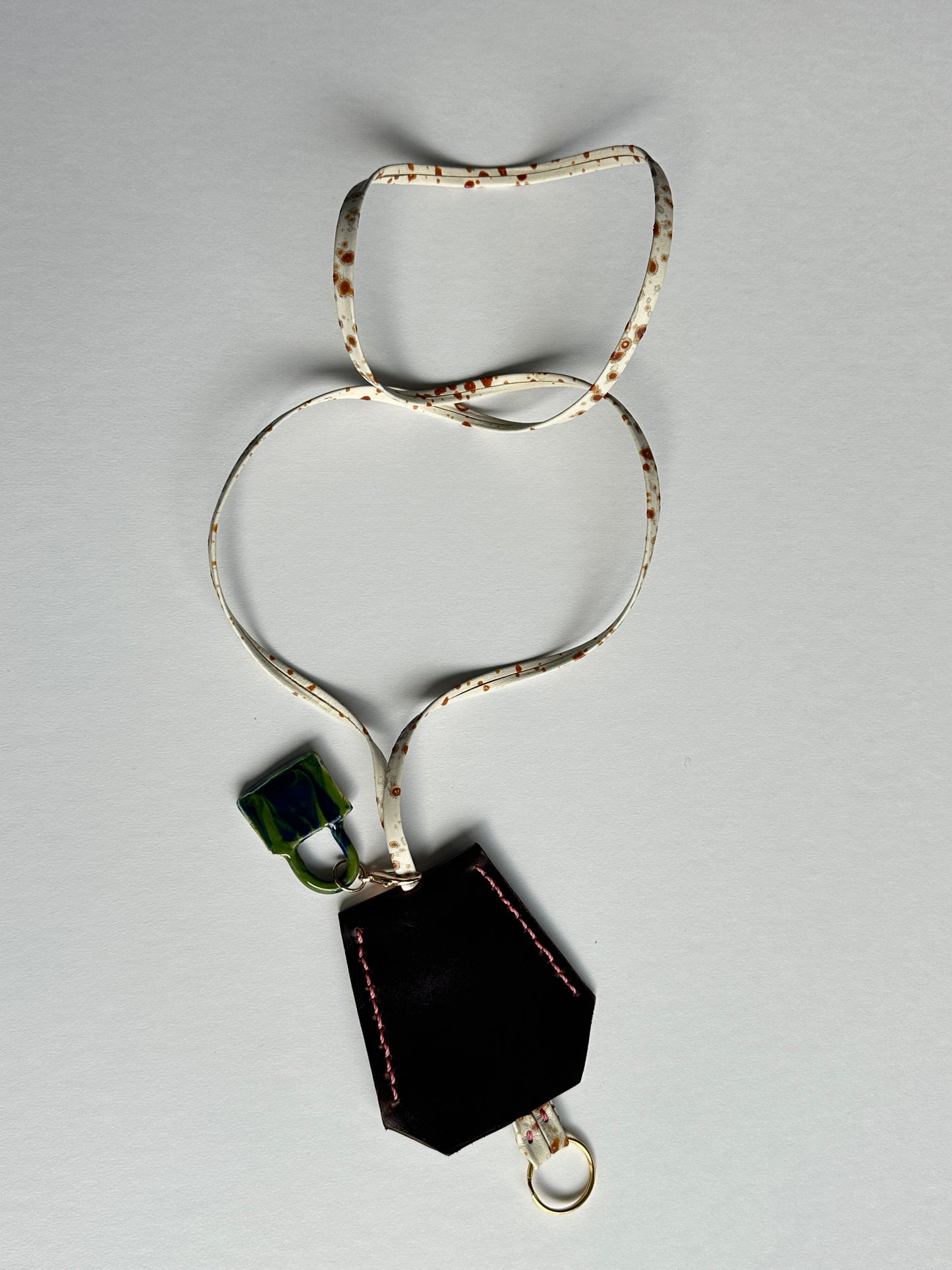Leather Clochette Necklace With Ceramic Padlock