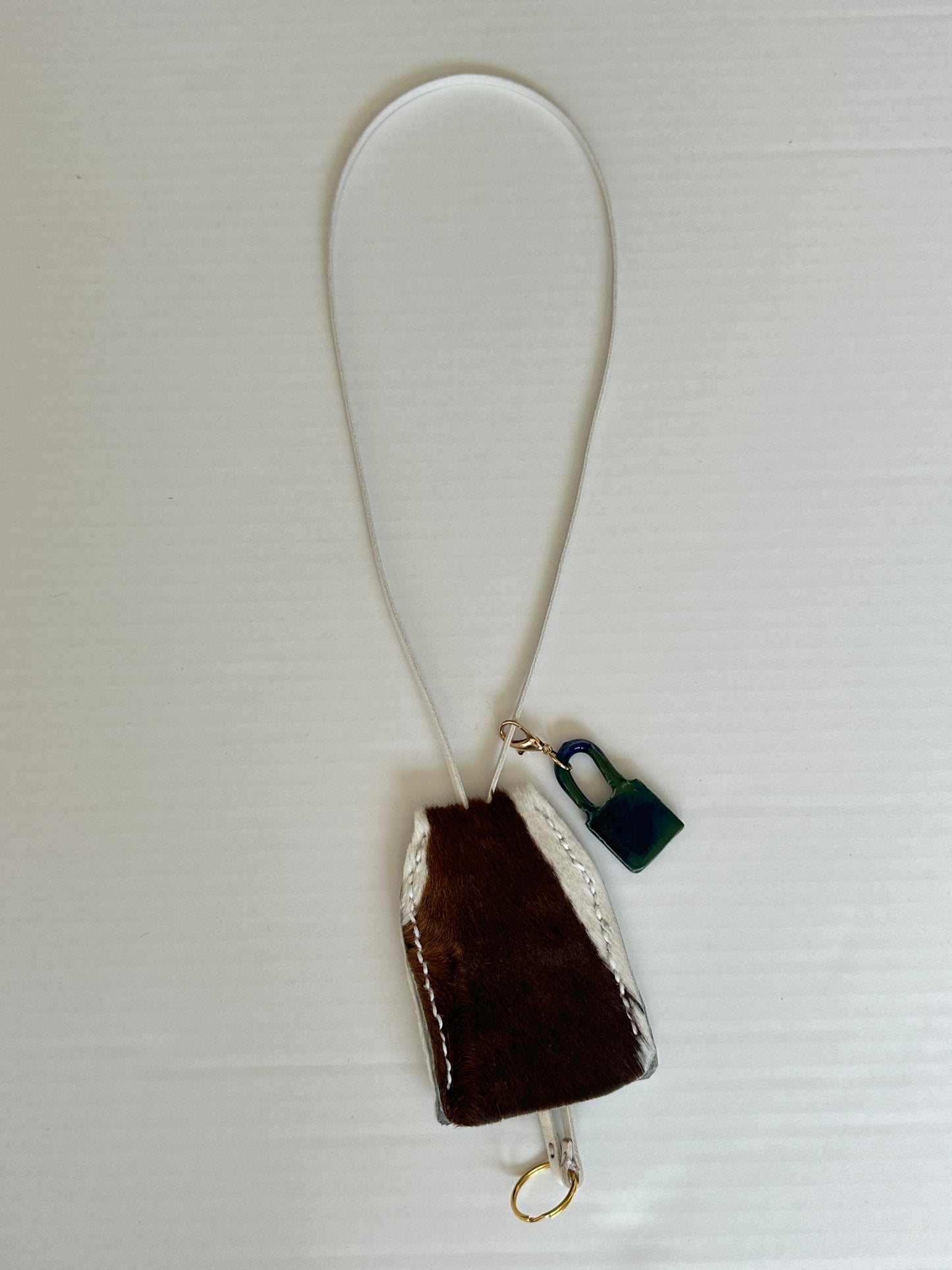 Large Leather Clochette with Ceramic Padlock