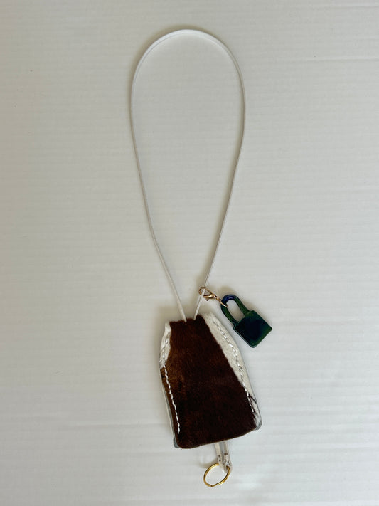 Large Leather Clochette with Ceramic Padlock
