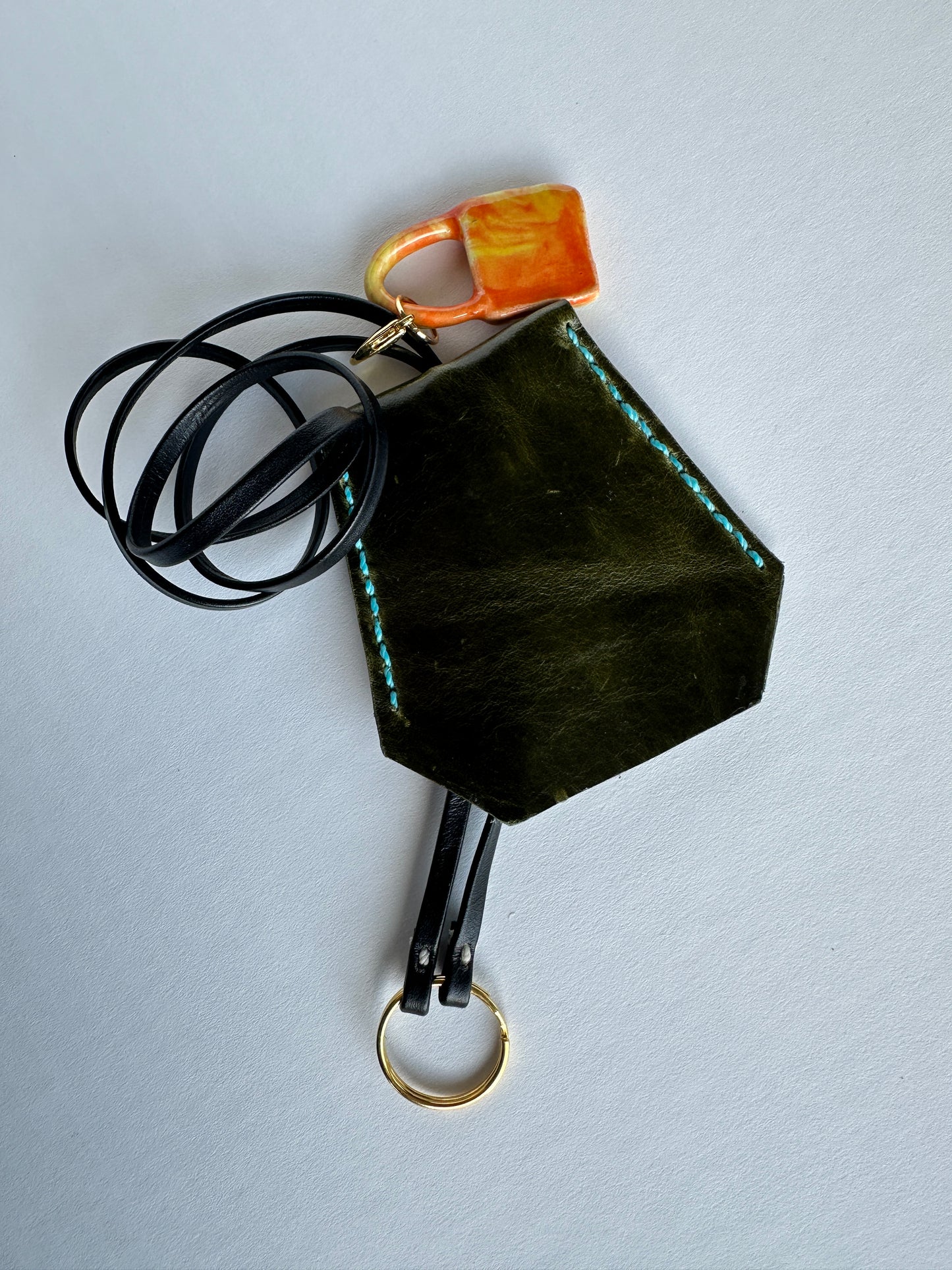 Leather Clochette Necklace With Ceramic Padlock