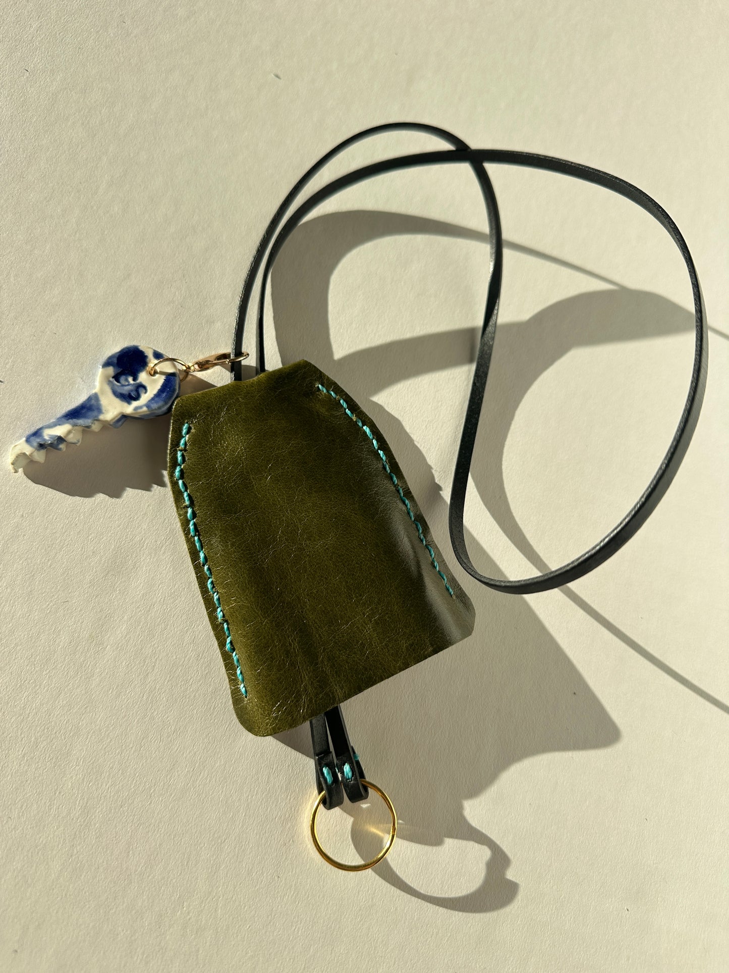 Large Leather Clochette with Ceramic Key