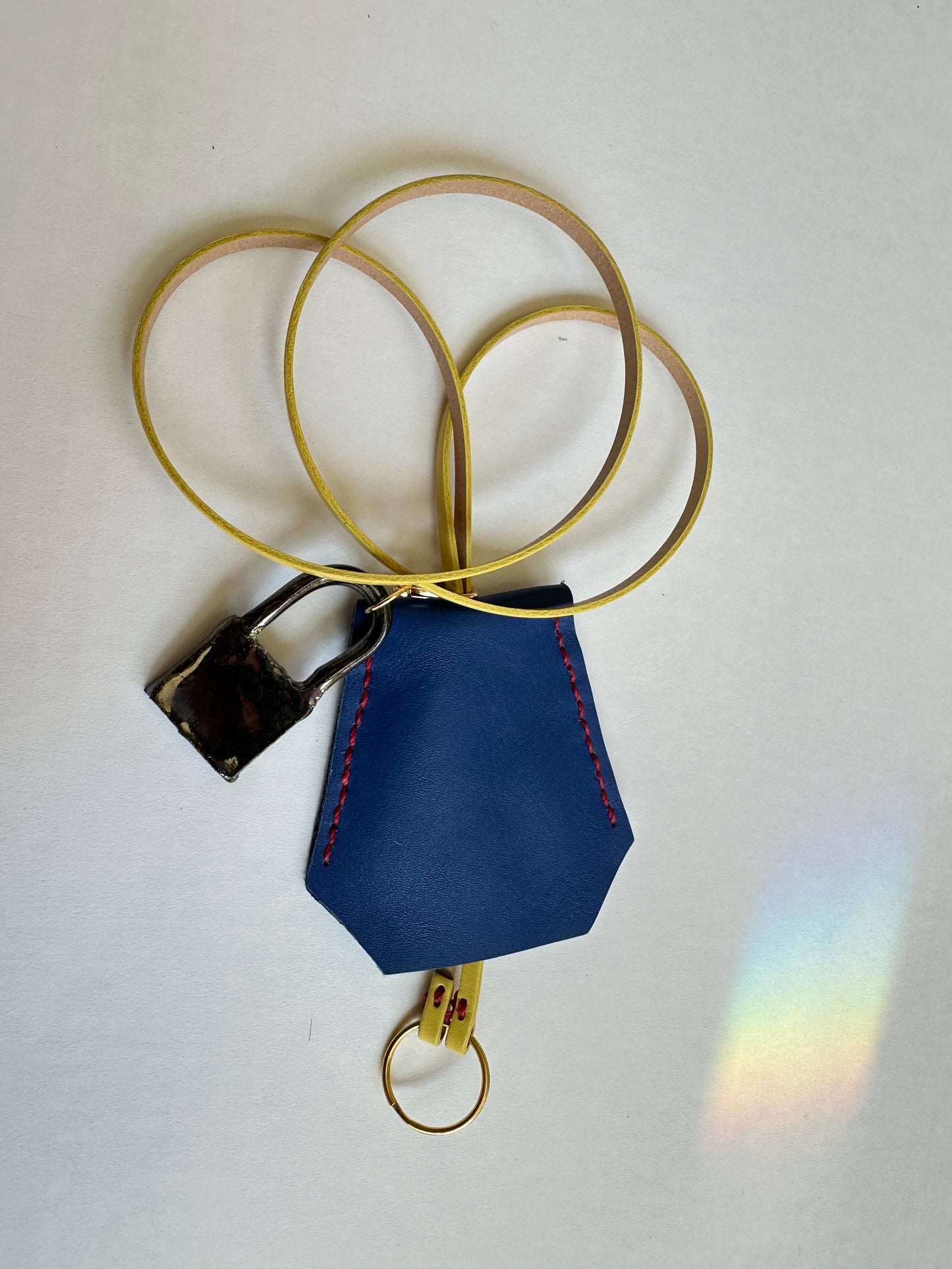 Leather Clochette with Ceramic Padlock