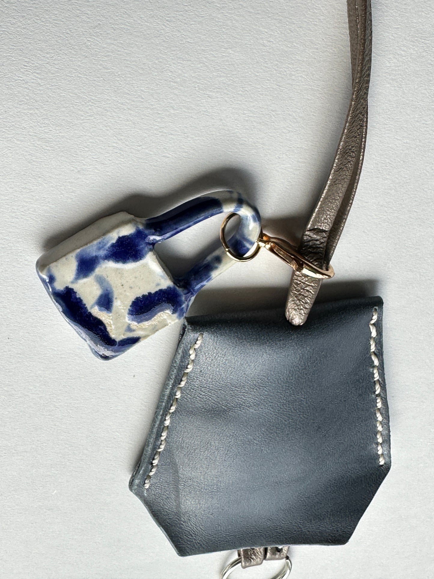 Leather Clochette Necklace With Ceramic Padlock