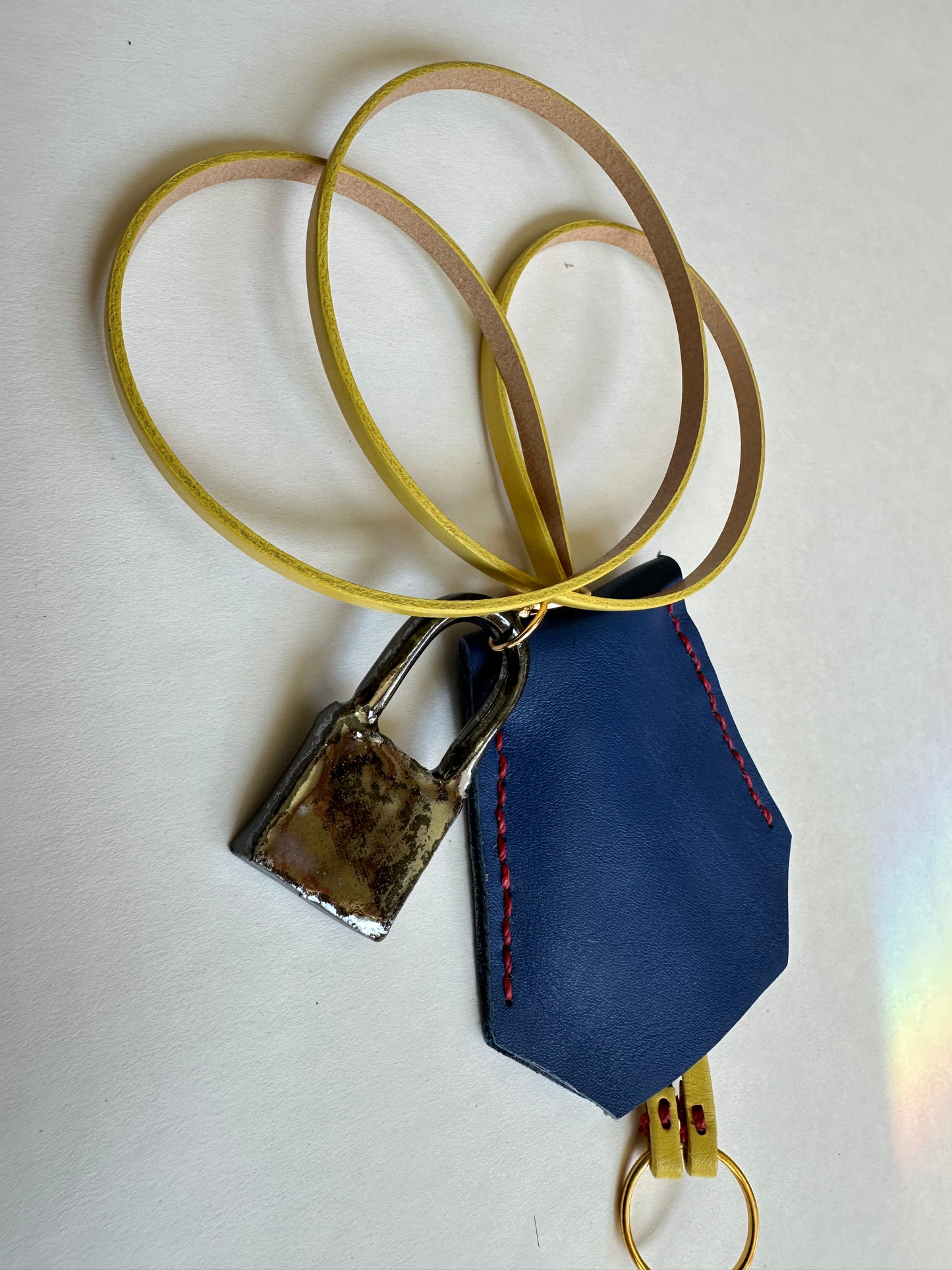 Leather Clochette with Ceramic Padlock
