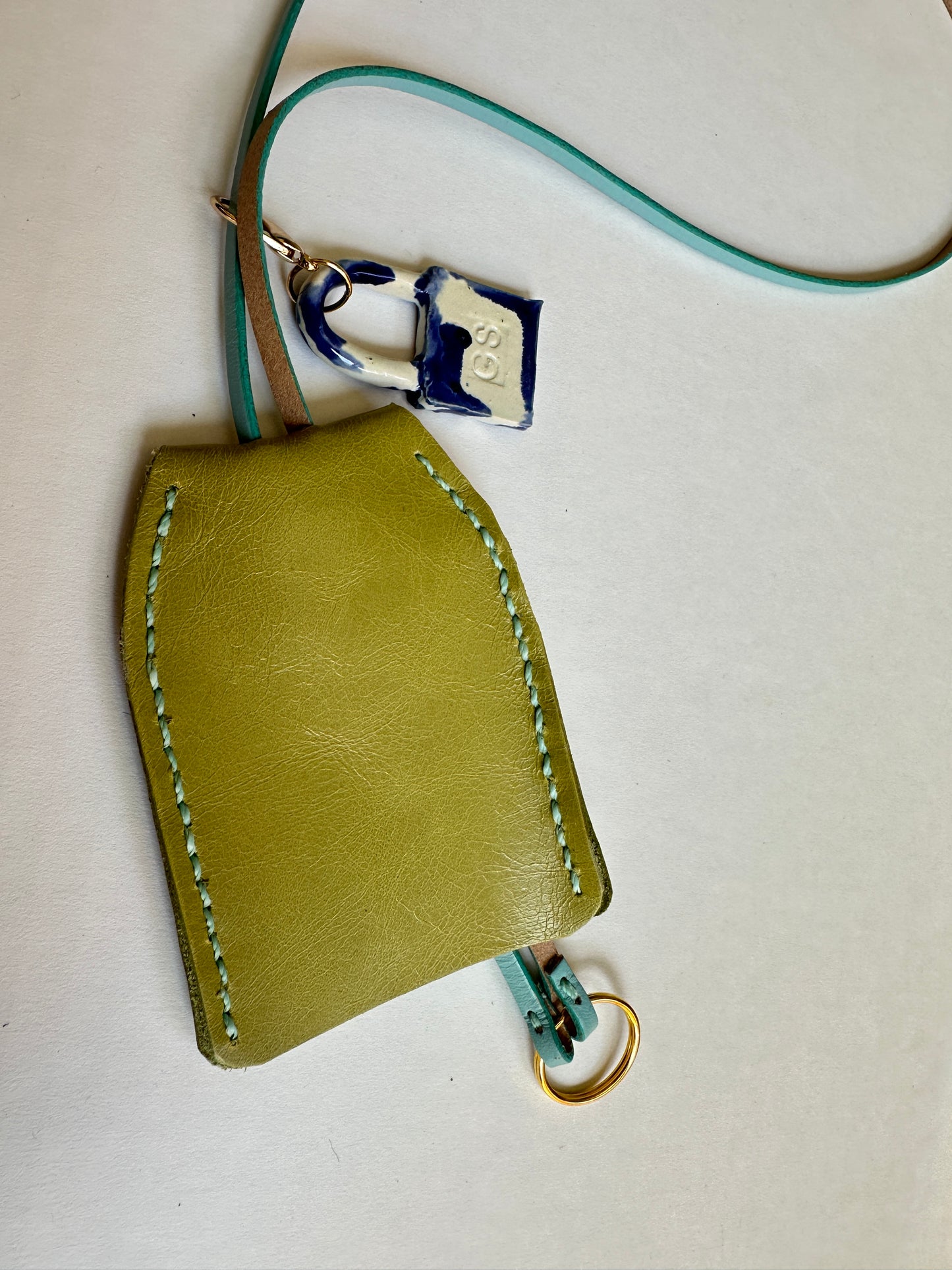 Large Leather Clochette with Ceramic Padlock