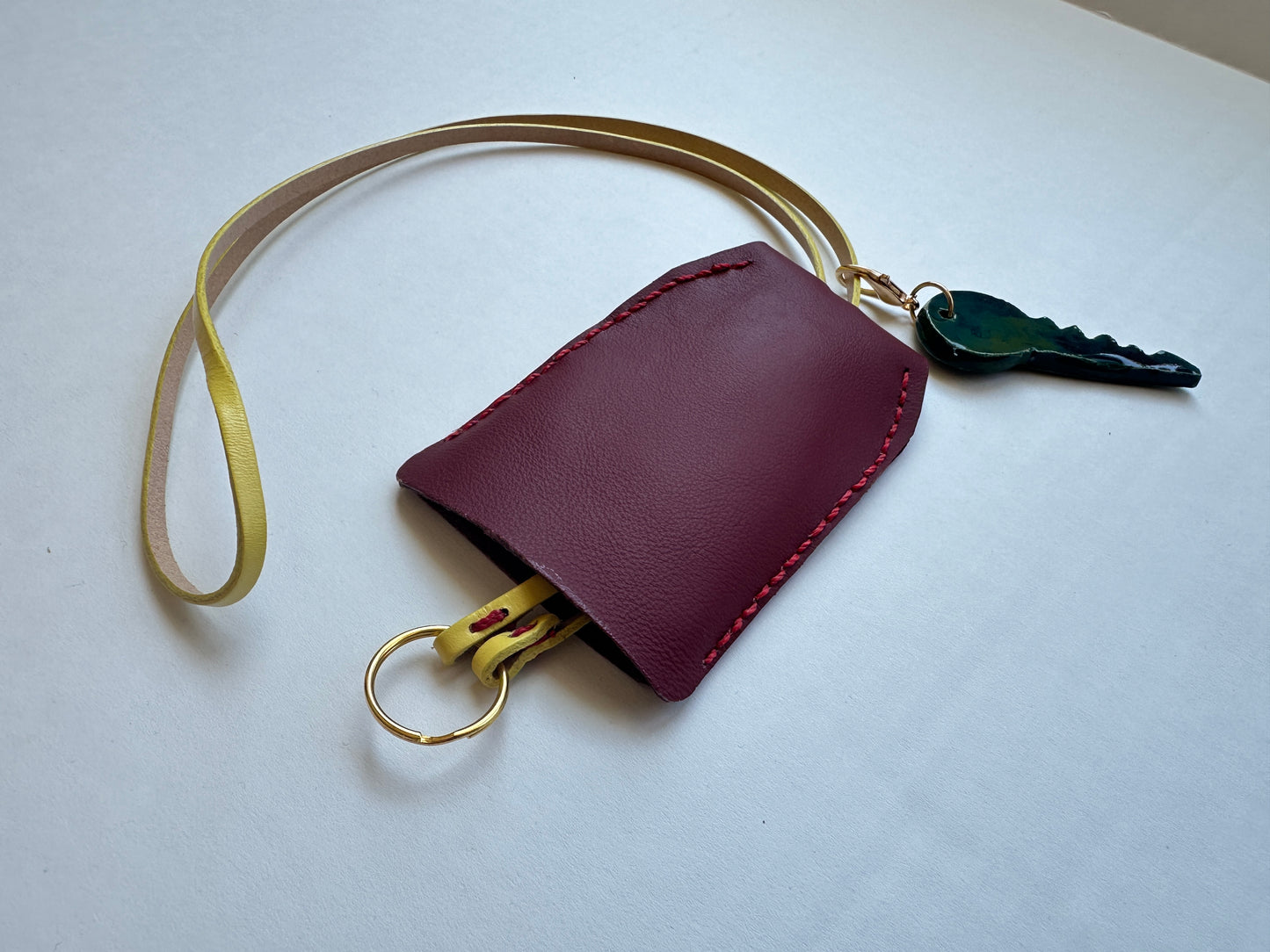 Large Leather Clochette with Ceramic Key