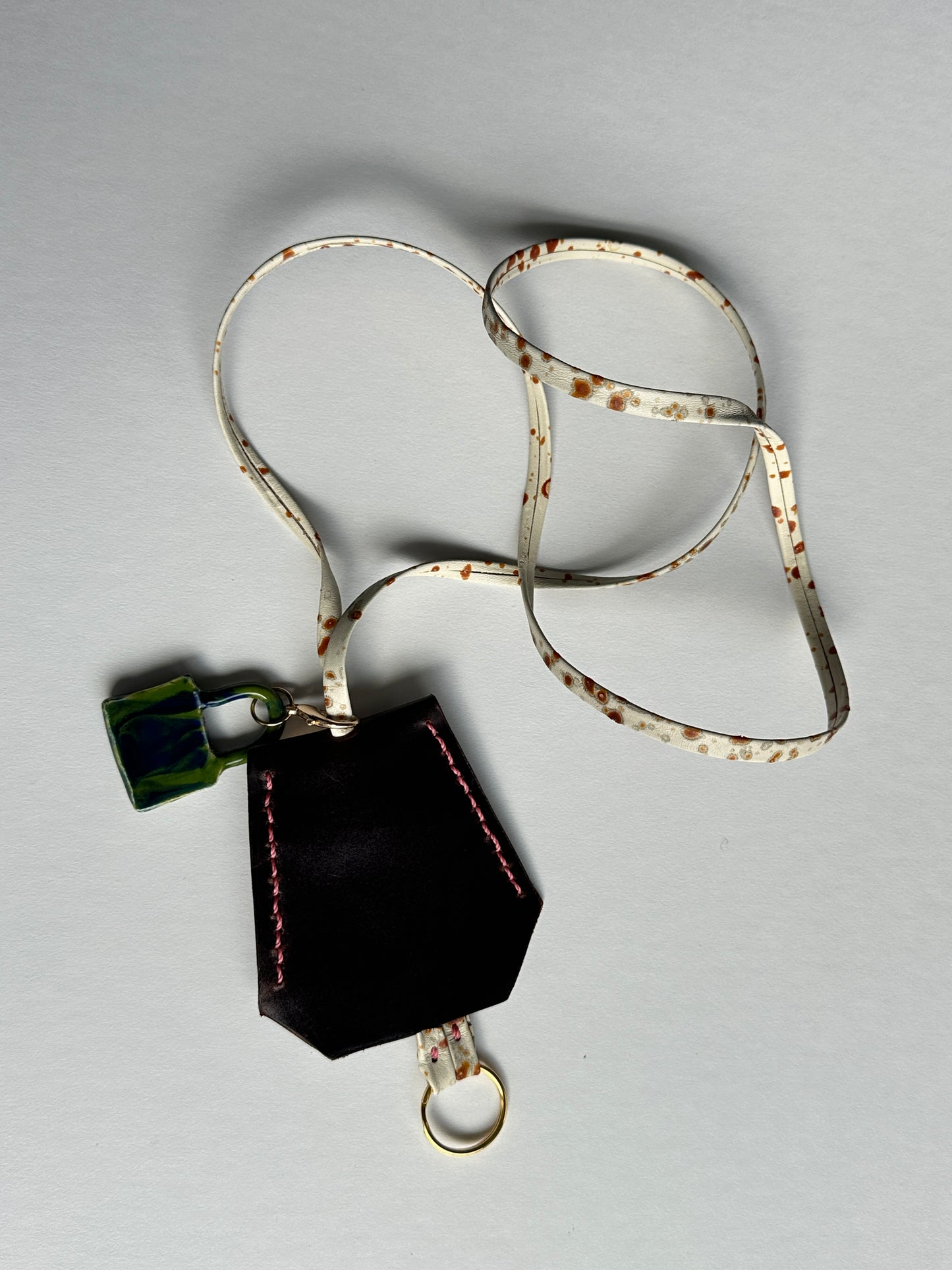 Leather Clochette Necklace With Ceramic Padlock