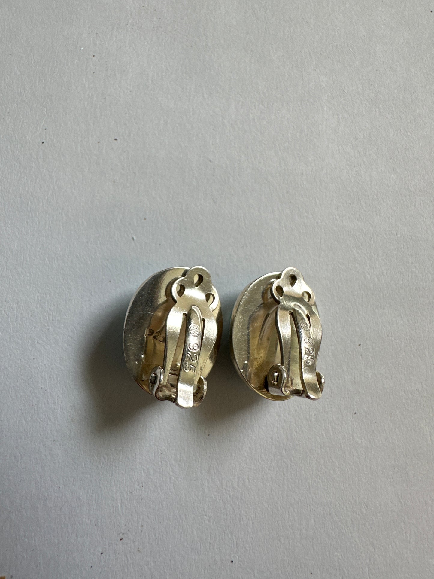 Vintage Larimar Oval Cabochon Sterling Silver Stud Earrings