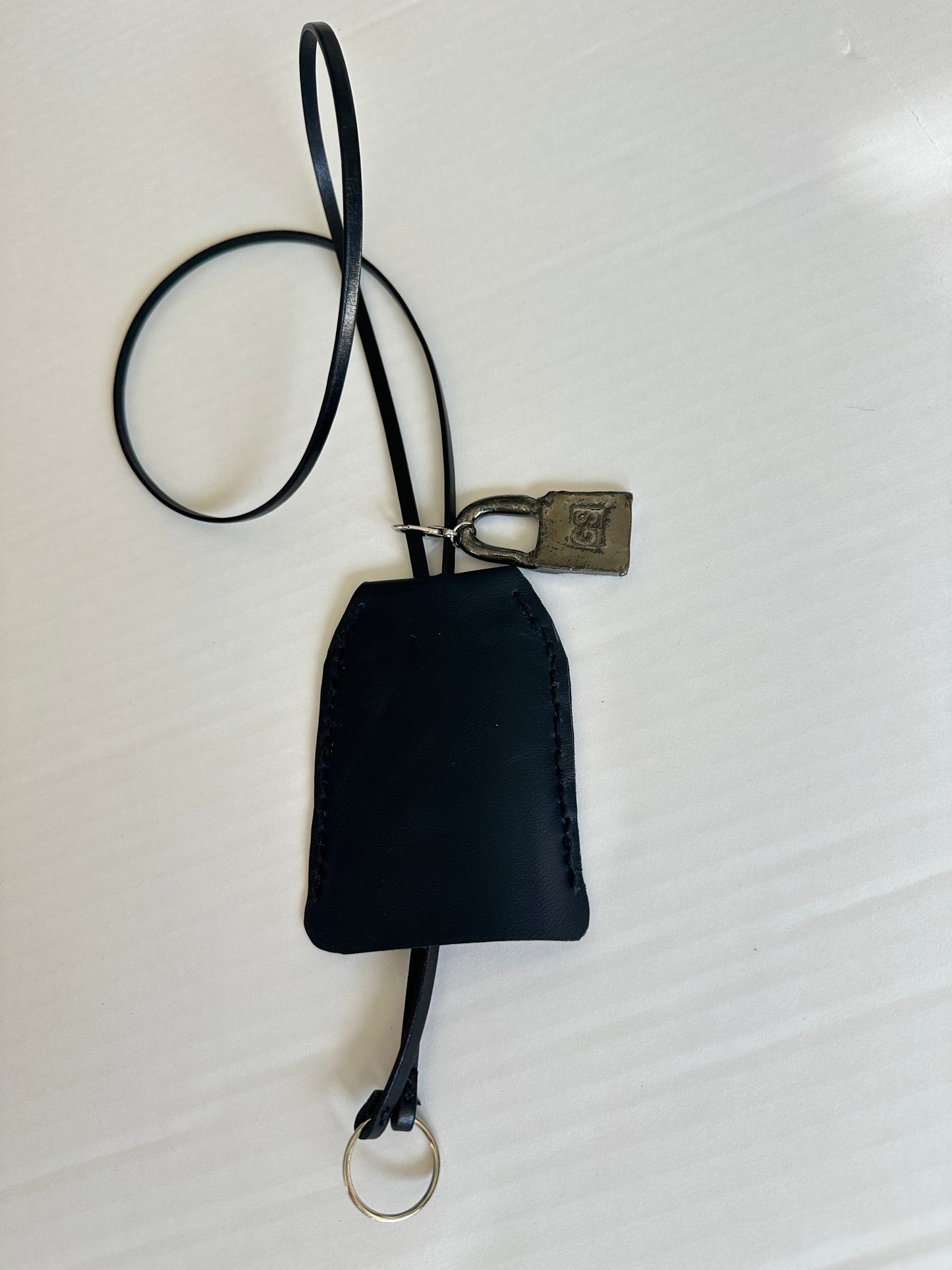 Large Leather Clochette with Ceramic Padlock