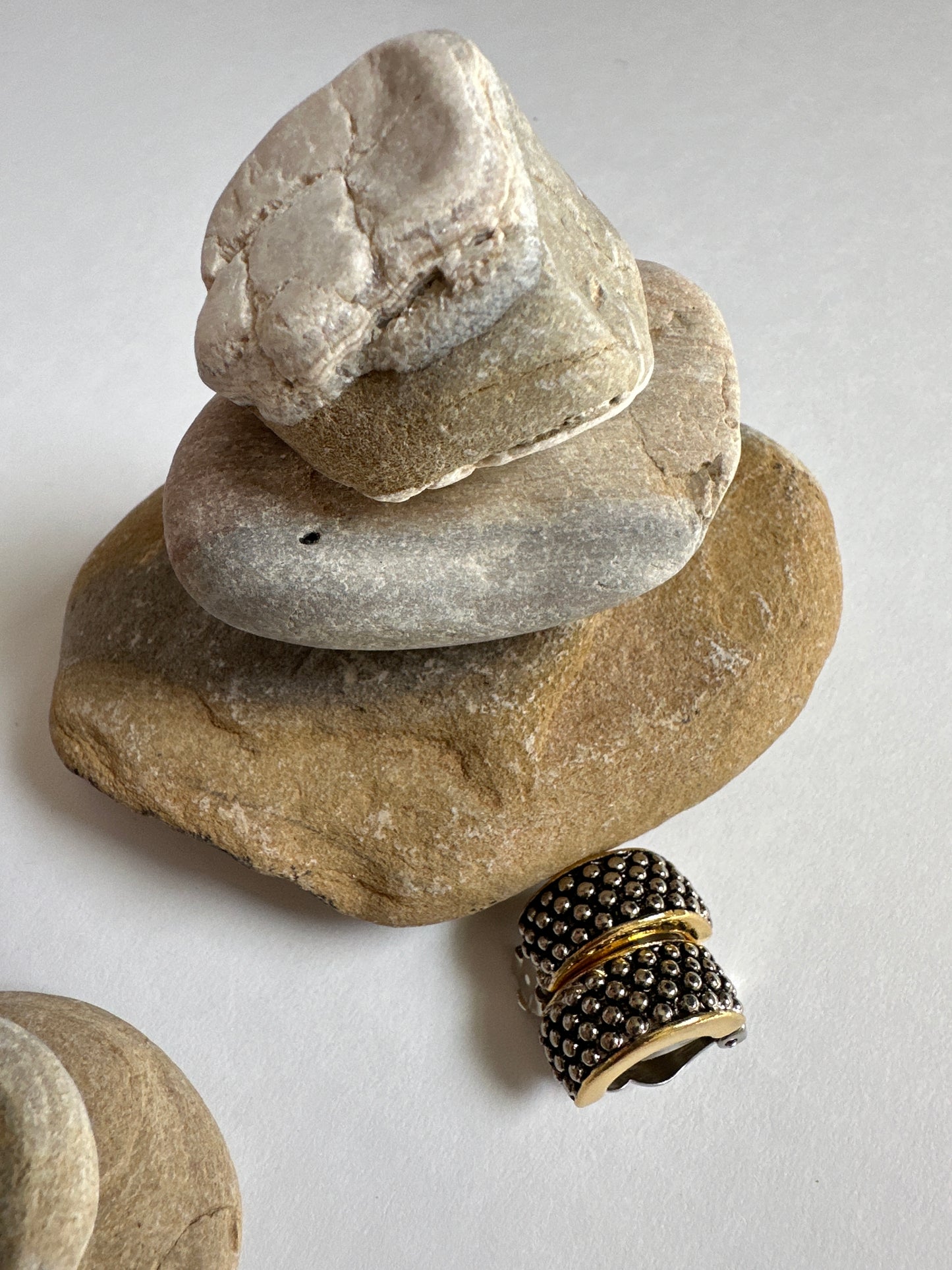 Vintage Two-Tone Dotted Half-Hoop Clip-On Earrings