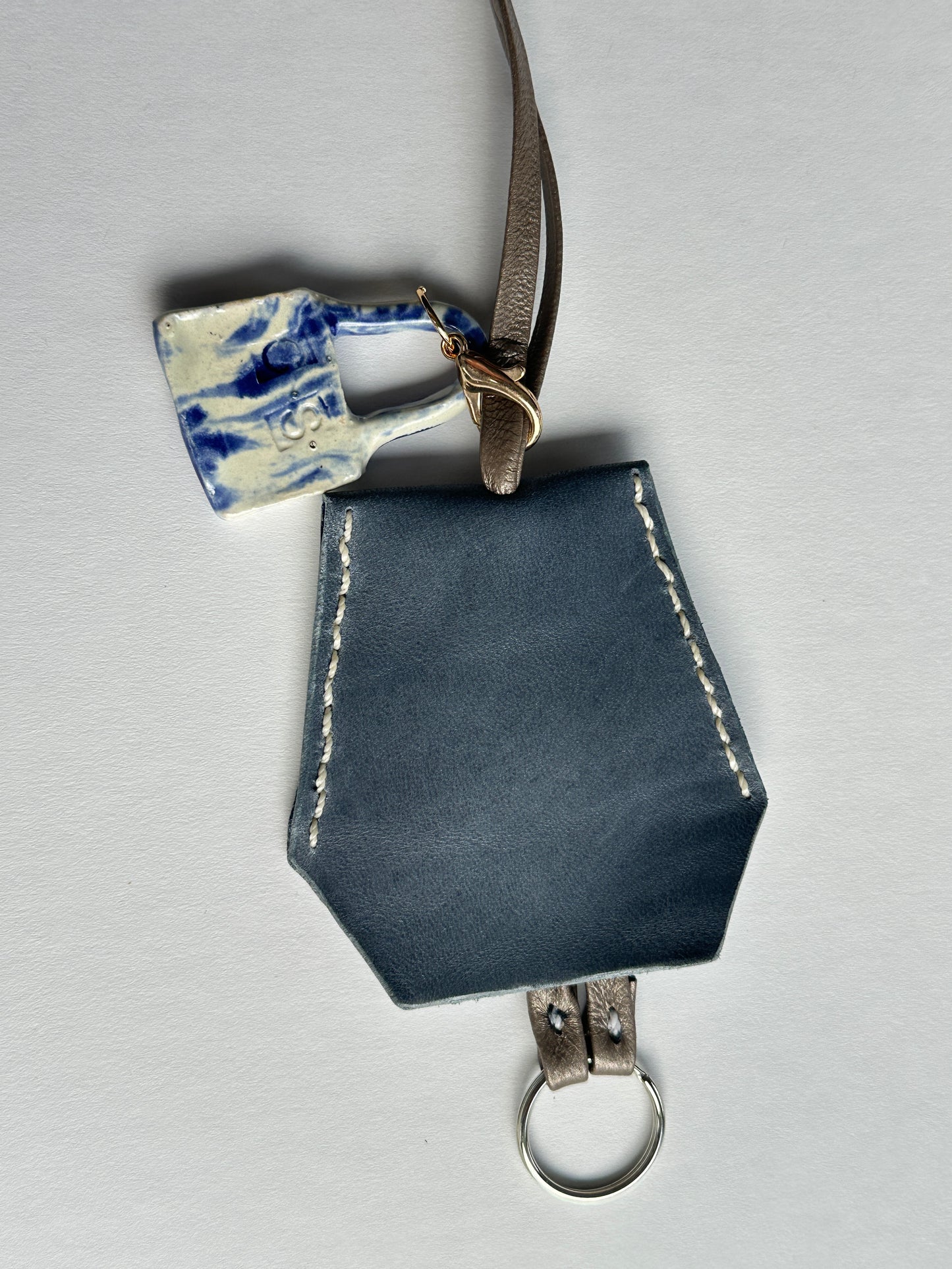 Leather Clochette Necklace With Ceramic Padlock