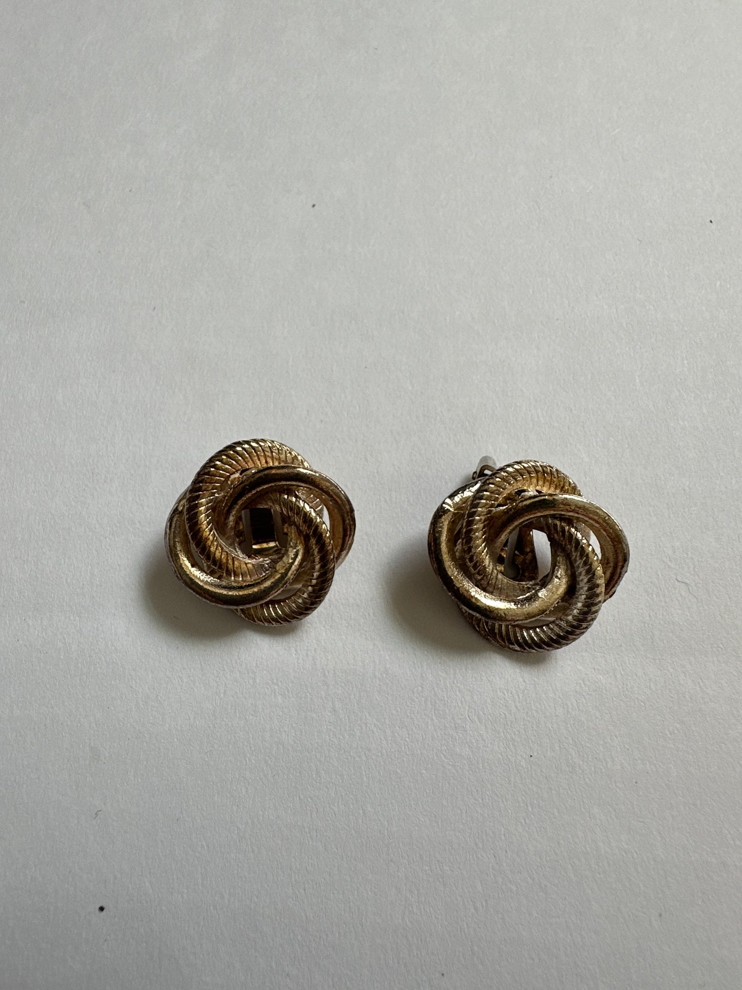 Vintage Gold Twisted Knot Clip-On Earrings