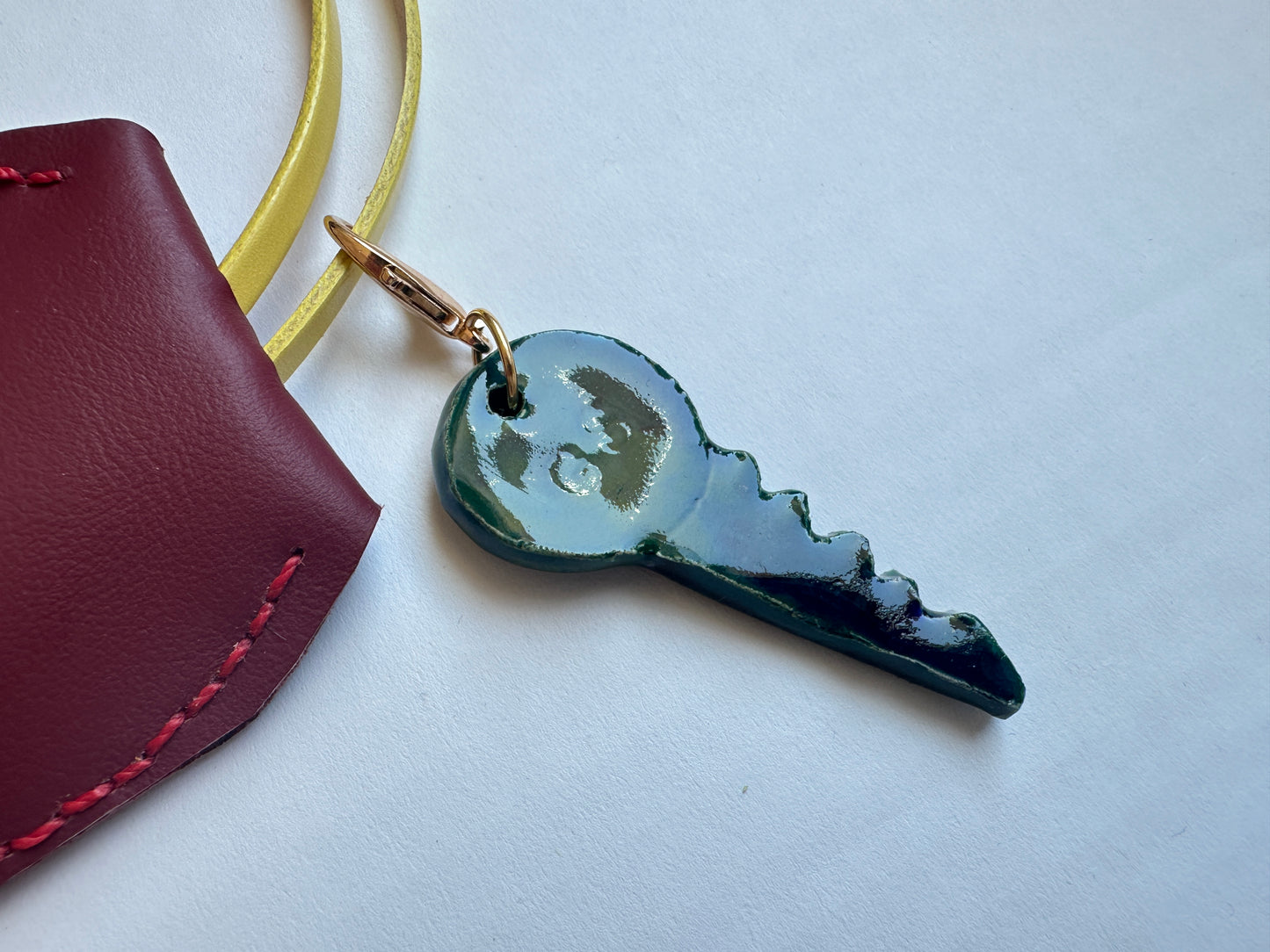 Large Leather Clochette with Ceramic Key