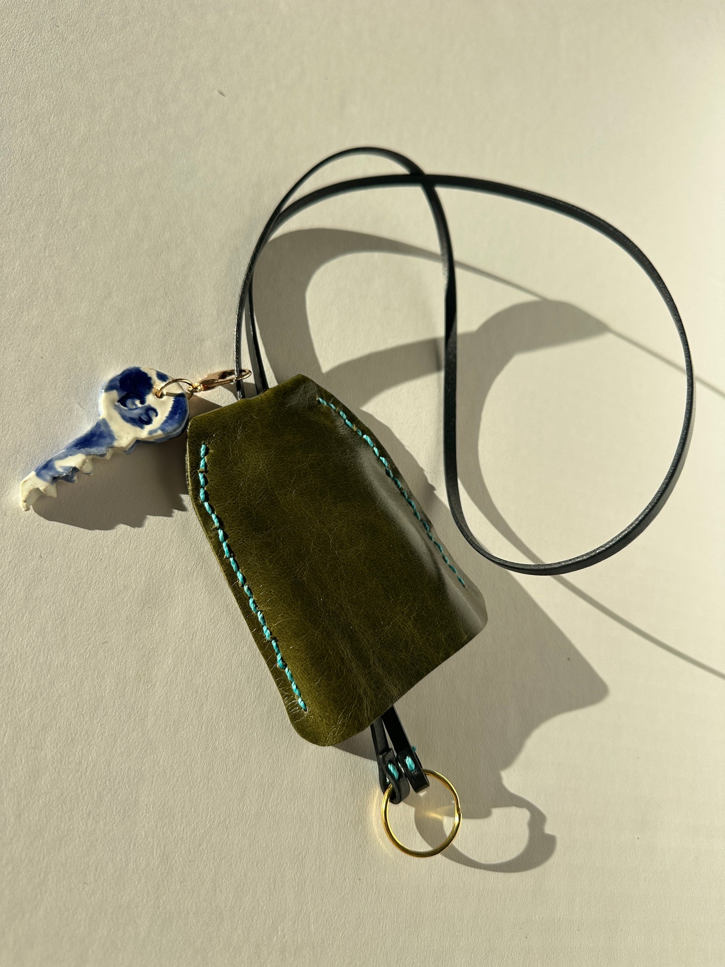 Large Leather Clochette with Ceramic Key
