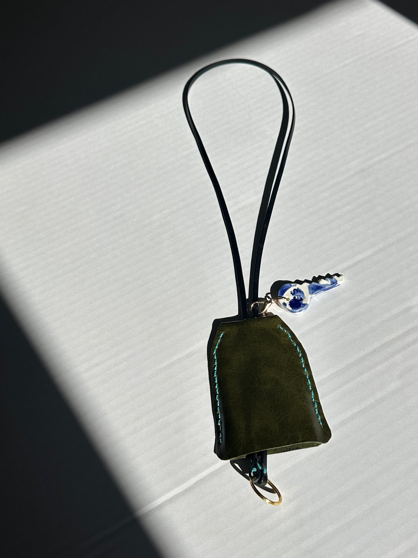 Large Leather Clochette with Ceramic Key