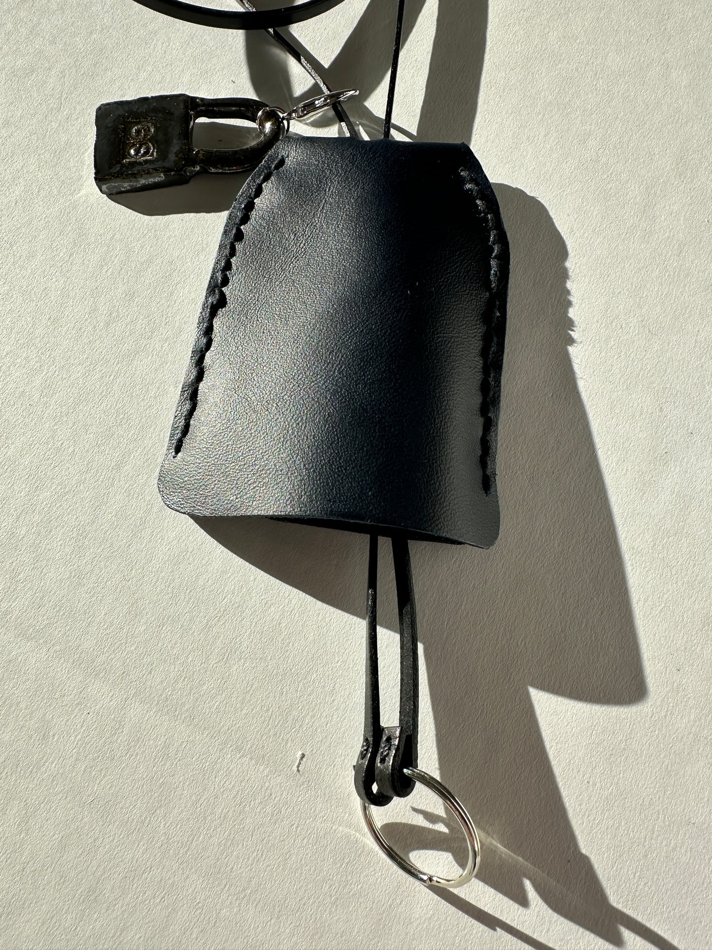 Large Leather Clochette with Ceramic Padlock