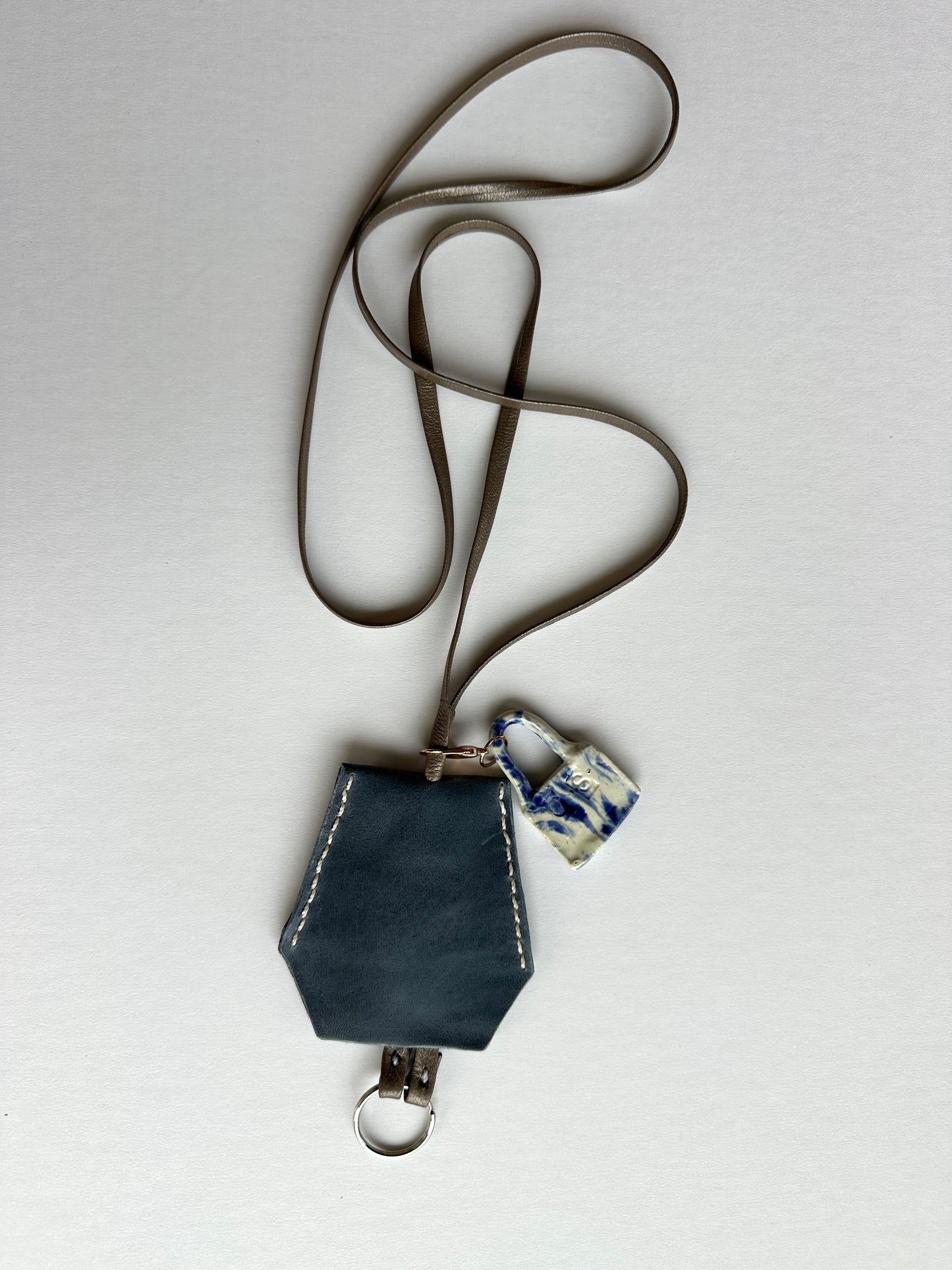 Leather Clochette Necklace With Ceramic Padlock