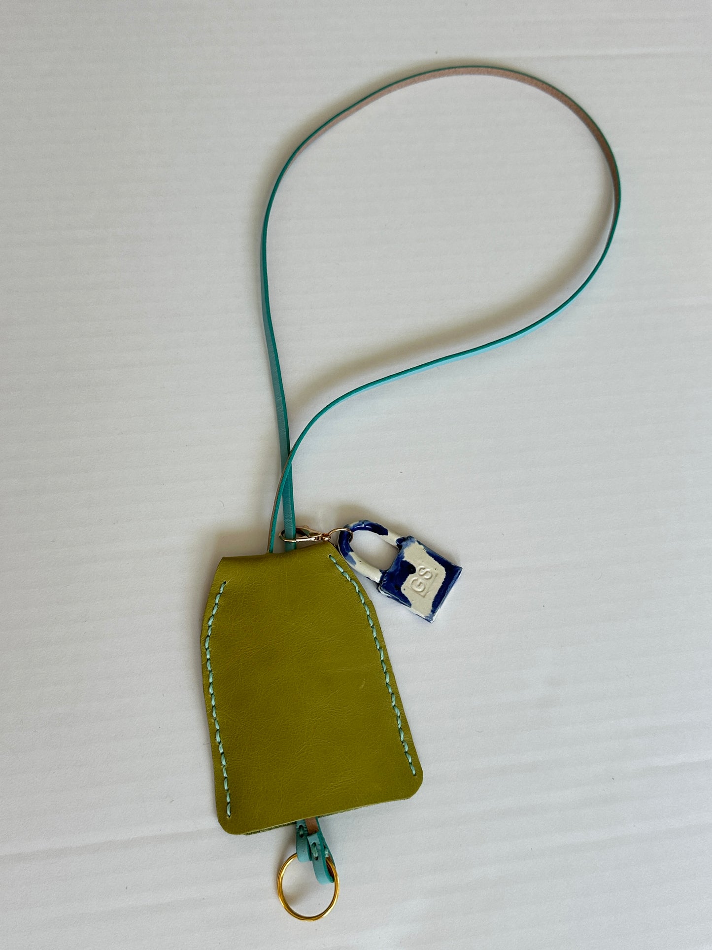 Large Leather Clochette with Ceramic Padlock