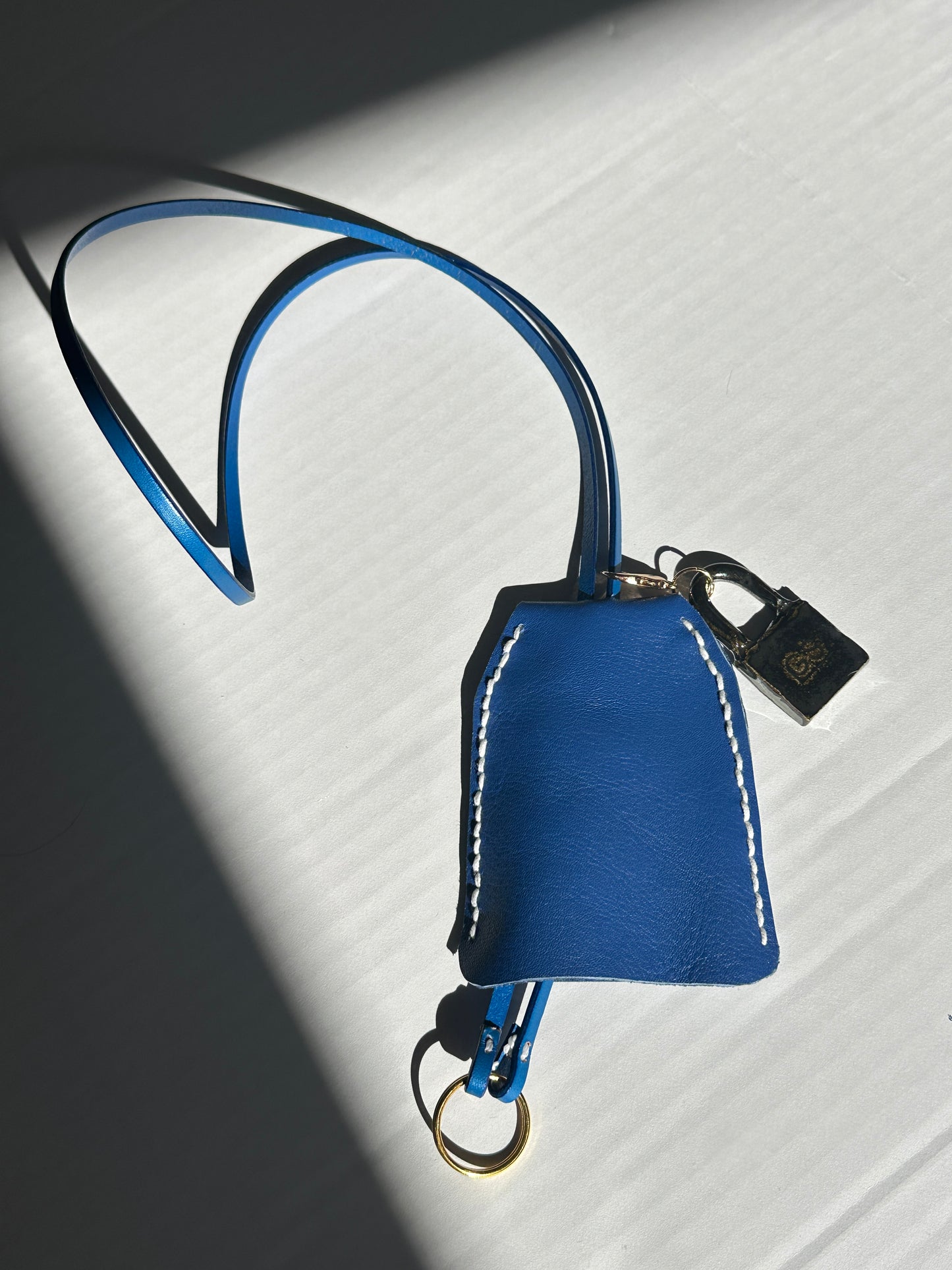 Large Leather Clochette with Ceramic Padlock