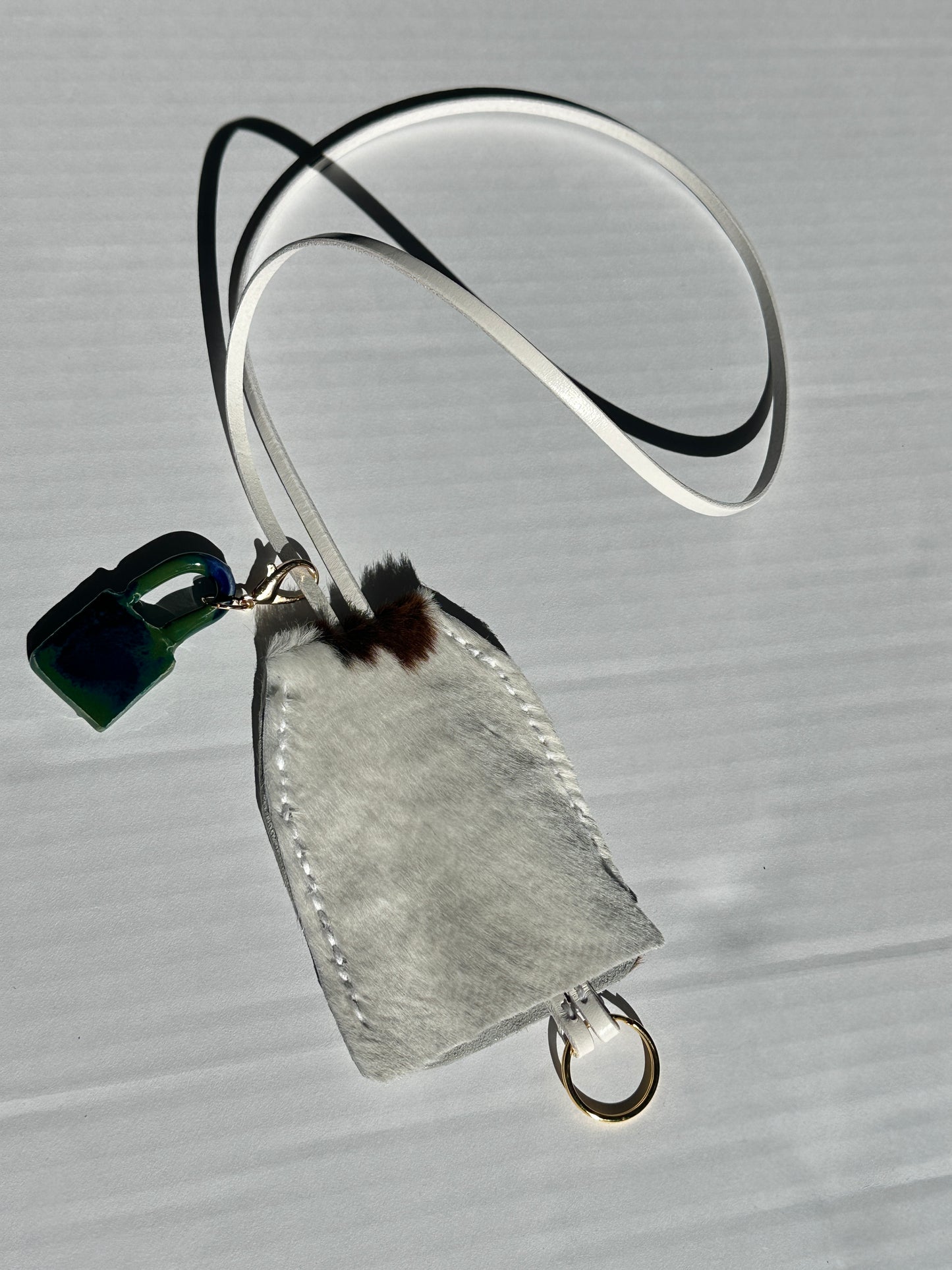Large Leather Clochette with Ceramic Padlock