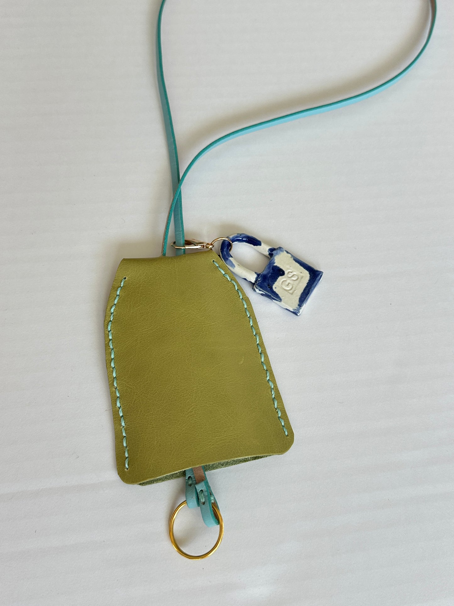 Large Leather Clochette with Ceramic Padlock
