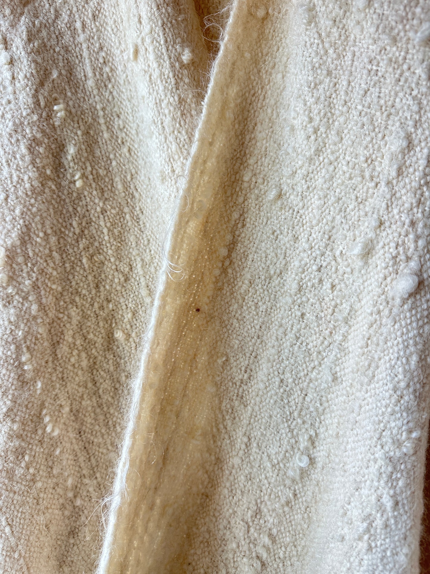 Mohair Wool Hand Loomed Shawl, Ruana, Blanket Wrap by Tierra Wools Original in White Cream