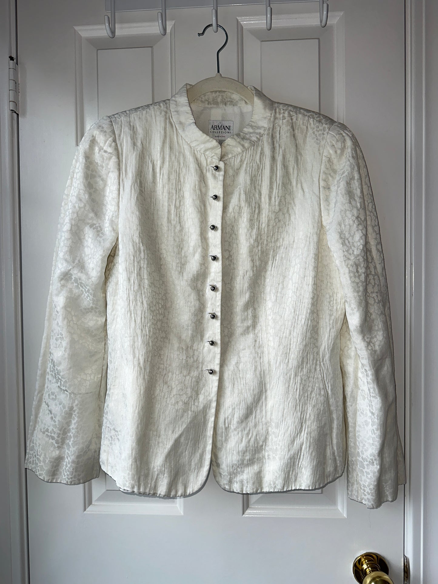 Armani Collezioni Vintage tailored white jacket with mandarin collar 2006