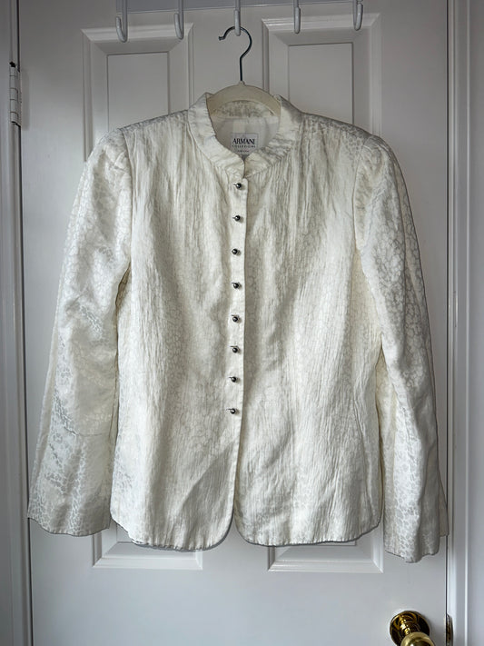 Armani Collezioni Vintage tailored white jacket with mandarin collar 2006