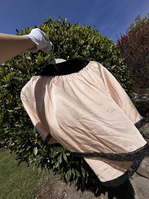 Pink Peach and Black Lace Trimmed Skirt
