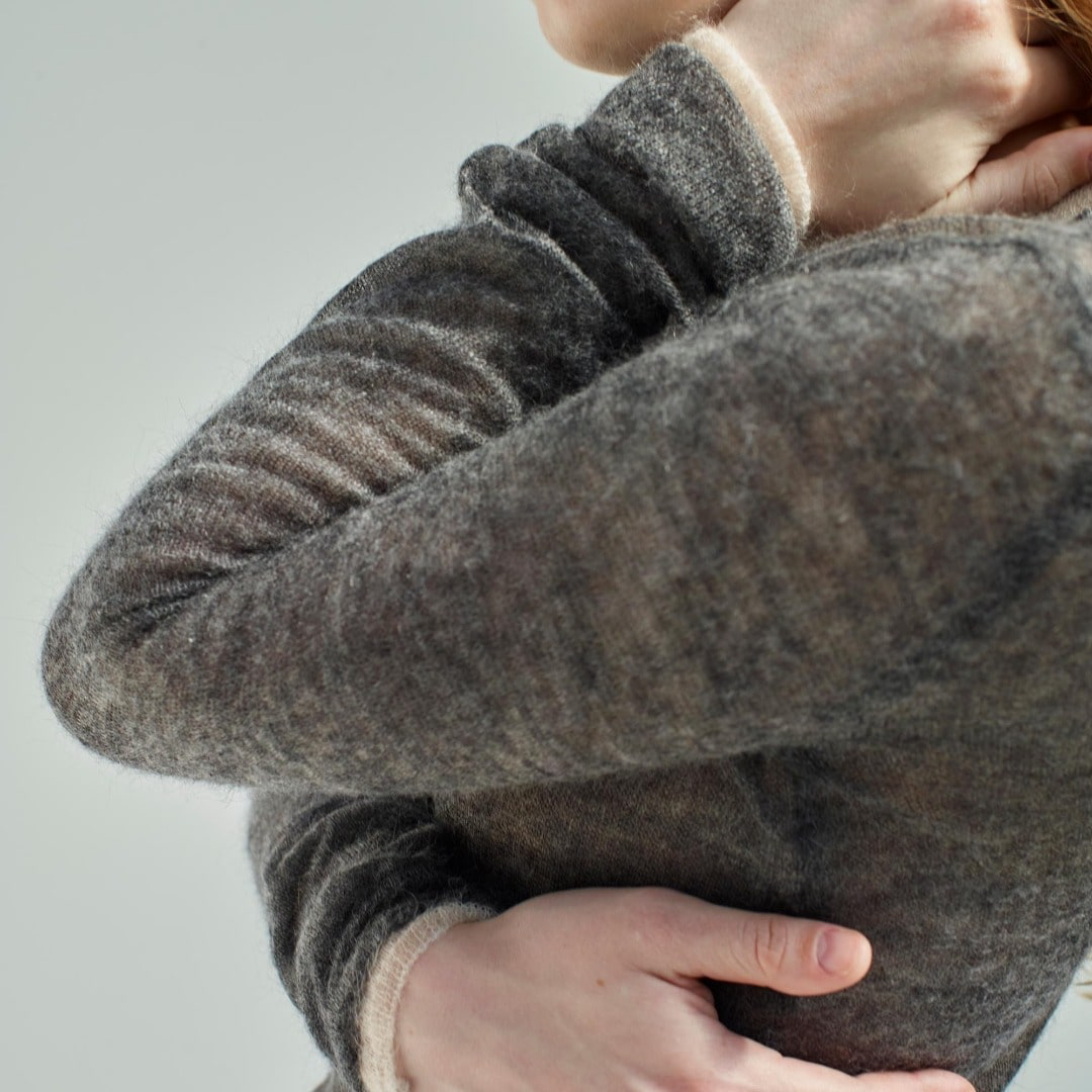 AURALEE Purple Ribbed Knit Wool Mohair Cardigan